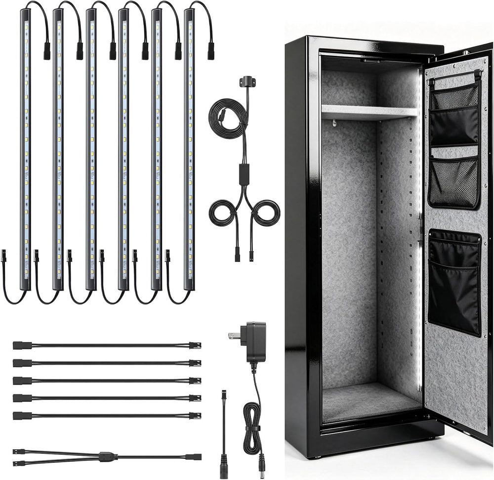 Gun Safe Light Kit, Door Sensor LED Light Bars, 5000K Daylight, 6-Pack 12-Inc...