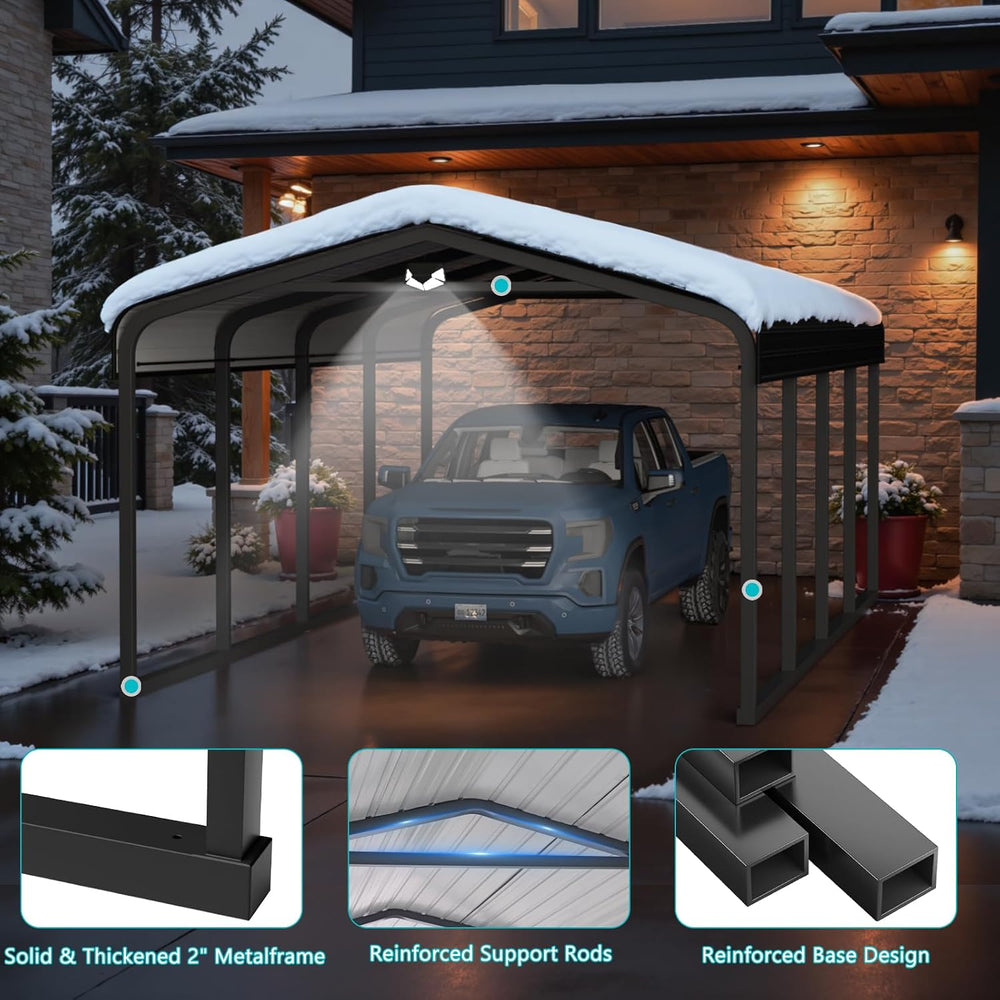 Sannwsg 12x20Ft Metal Carport Canopy Heavy Duty, Removable Sidewall