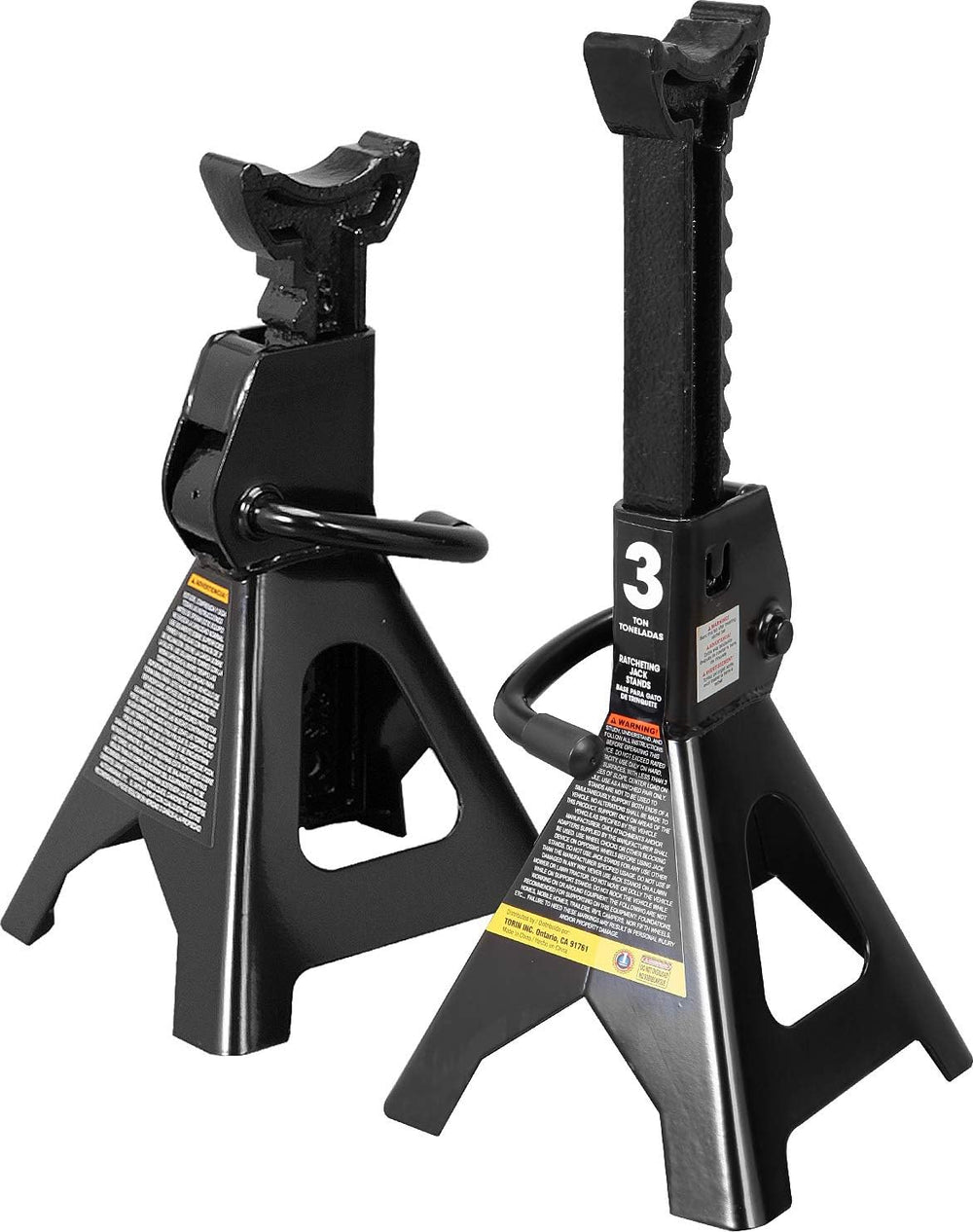 Torin AT43202B Steel Jack Stands: 3 Ton (6,000 lb) Capacity, Black, 1 Pair (2...