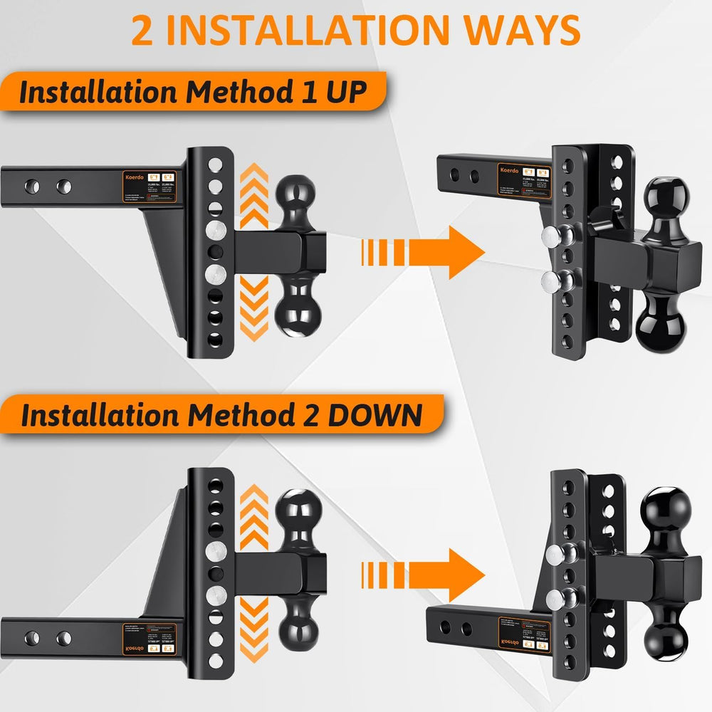Adjustable Trailer Hitch Fits 2.5" Receiver, Drop Hitch & Tow Hitch ...