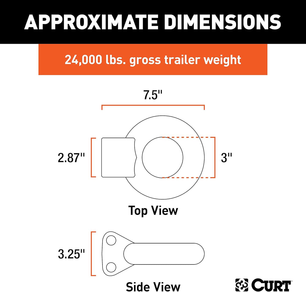 Curt Manufacturing 48660 12 Ton Forged 3 in Id Eye Adjustable Base