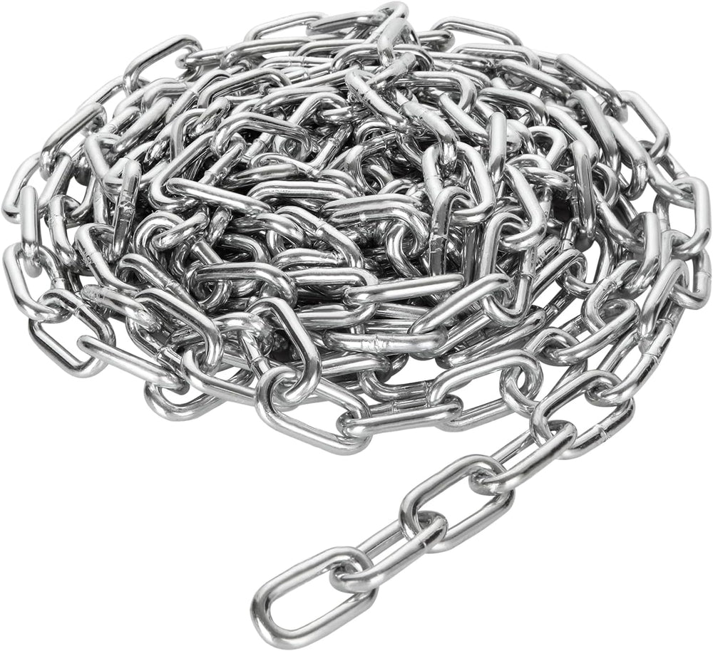 WOPPLXY 19.6ft (6 m) Length Galvanized Steel Chain, 0.23 Inch(6 mm) Heavy Dut...