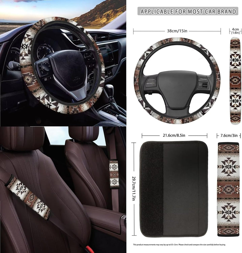 Wanyint Aztec Southwest Brown 15 PCS Car Seat Covers Set for Men Women, with ...