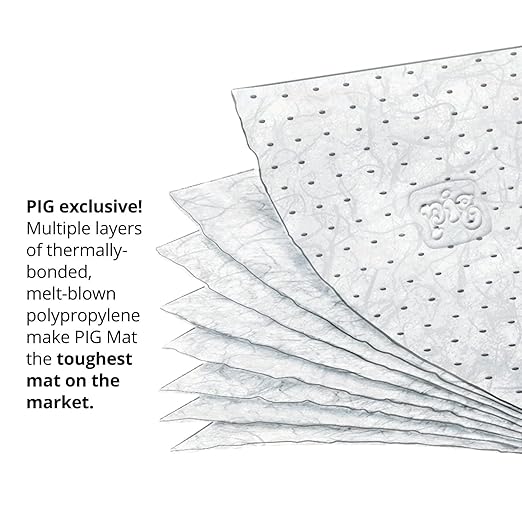 PIG Oil-Only Absorbent Mat Pad | Pack of 100 Mediumweight Oil Pads | Absorbs