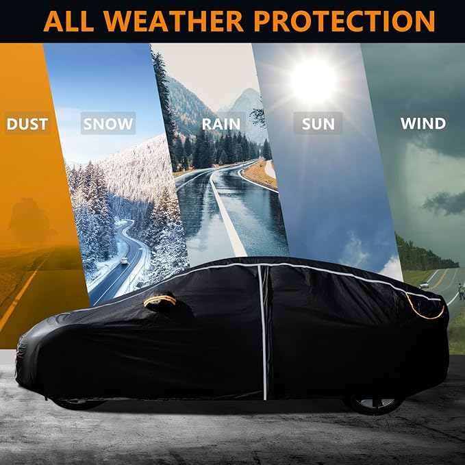 Car Cover Waterproof All Weather, 6 Layers Car Covers