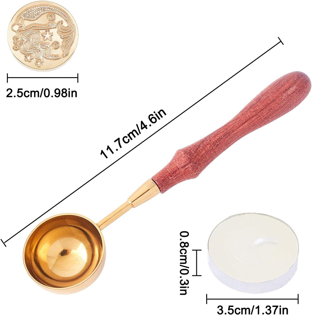 CRASPIRE Ocean Wax Seal Stamp Set 8pcs Vintage Removable Brass Stamp Heads wi...