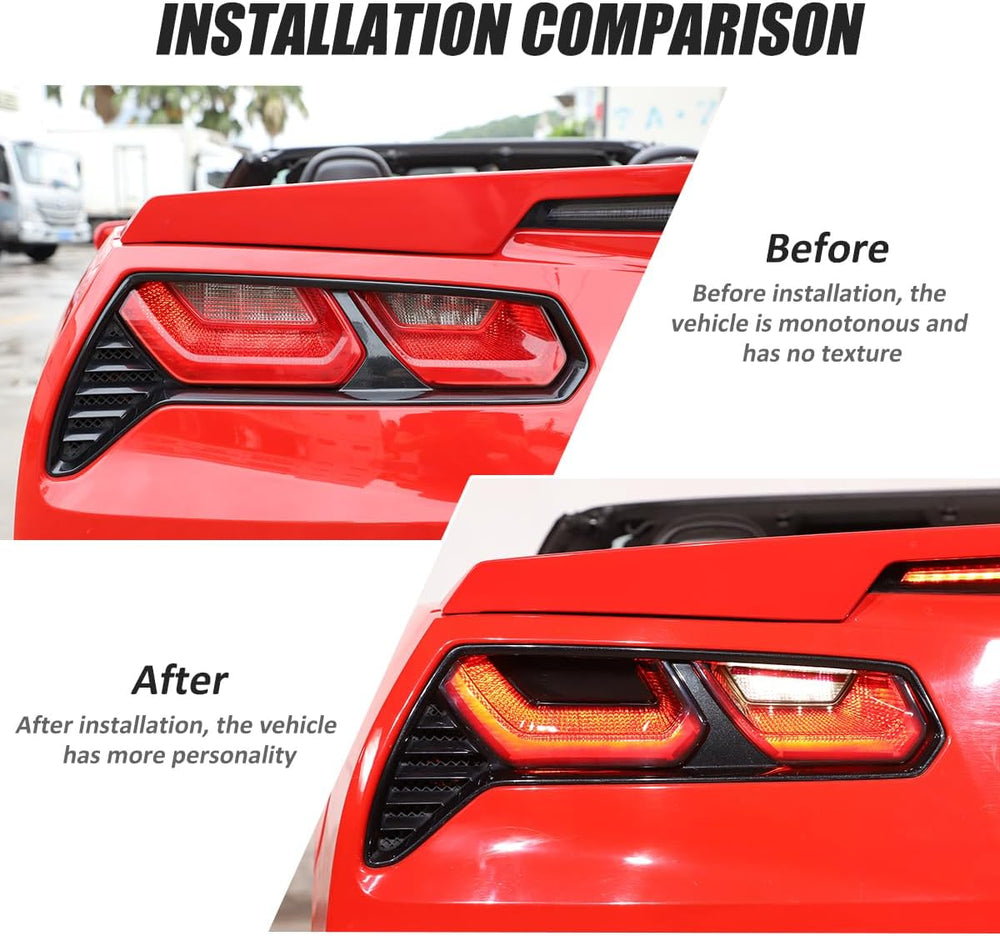 ABS Black Rear Tail Light Lens Taillight Kit Fit For Chevrolet Corvette C7 20...