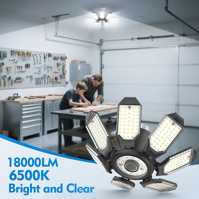 TANBABY Garage Lights, 250W Deformable Ceiling LED Shop Lights, 20000LM LED (...