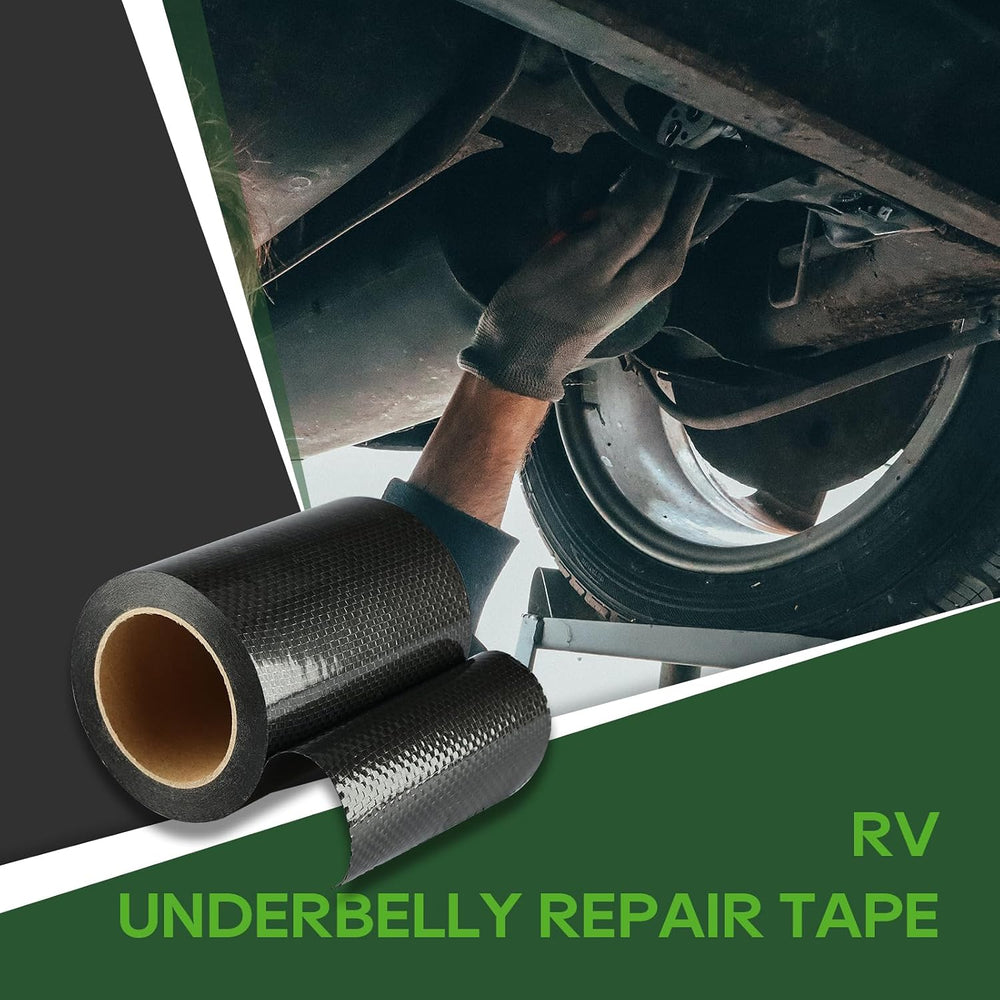 RVGUARD RV Underbelly Tape, 6 in x 50ft Black Permanent Sealing for RV