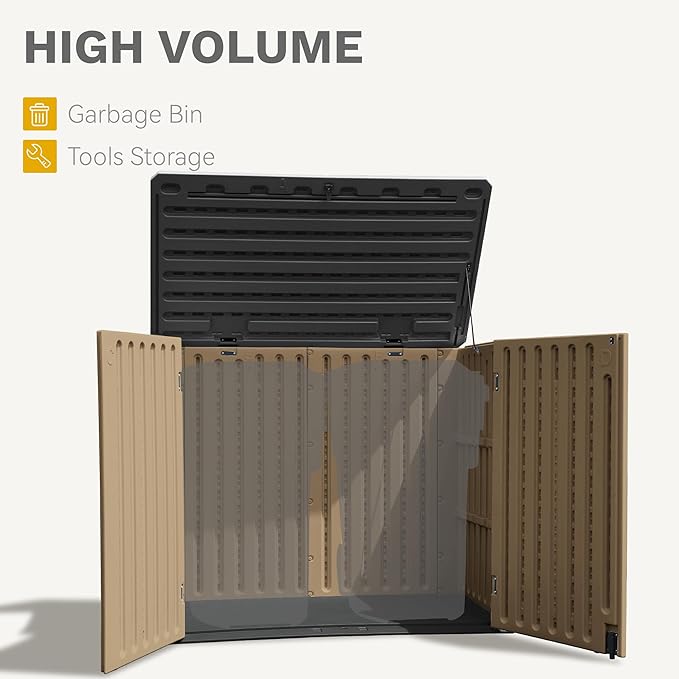 DWVO 35 Cuft Outdoor Horizontal Storage, Waterproof Resin Storage Shed