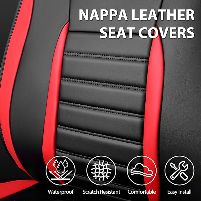 CAR PASS Nappa Leather Car Seat Covers Front Seats, Luxury Seat Protector
