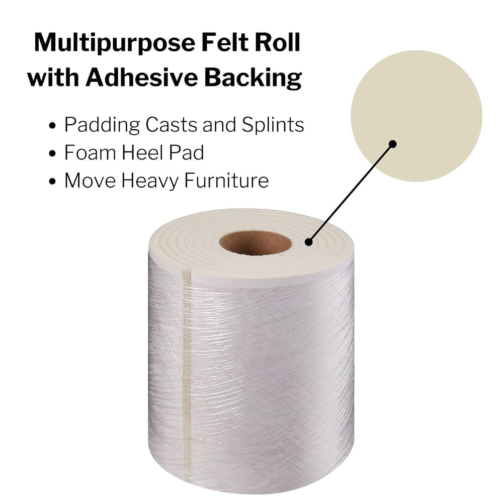 McKesson White Orthopedic Felt Roll with Adhesive Backing, 6 in x 2.5 yd