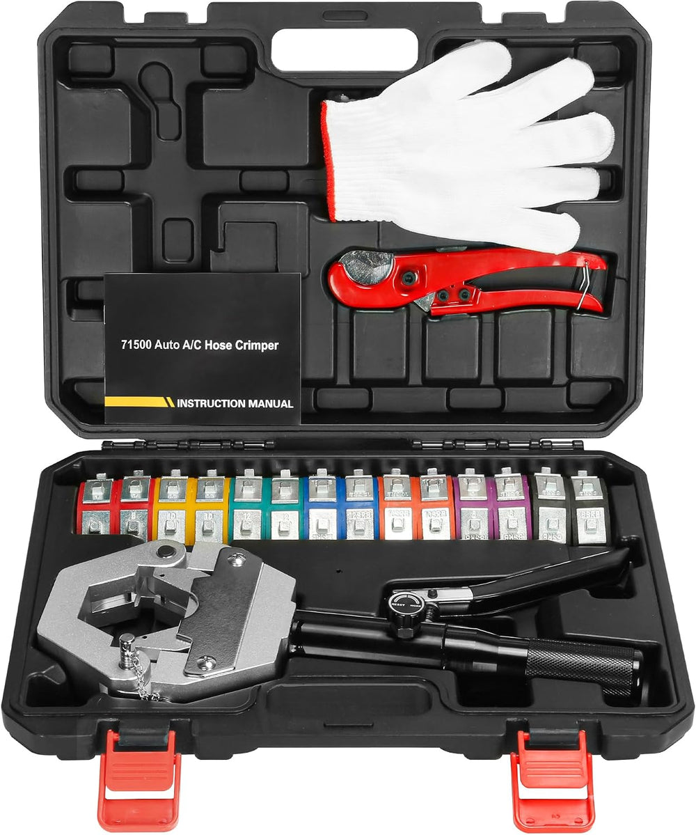 Hydraulic AC Hose Crimper Kit with 7 Snap-On Dies