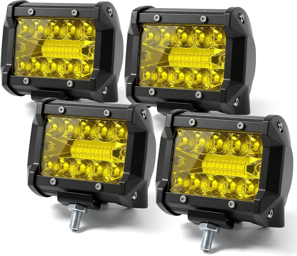 Turboo 4 Inch LED Light Pods 4PCS 60W Led Light Bars, 12000LM Spot Flood Beam...