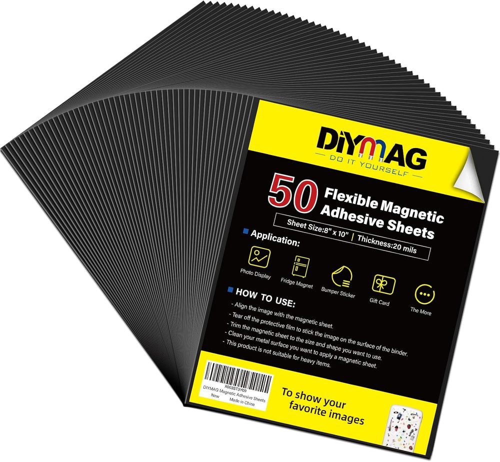 Magnetic Adhesive Sheets,8" x 10" 50 Pack Flexible Magnets for Craft