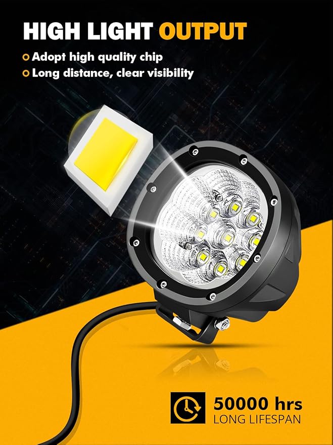 Auxbeam 4 Inch Round LED Light Pods, 90W Offroad Flood White Light Bar