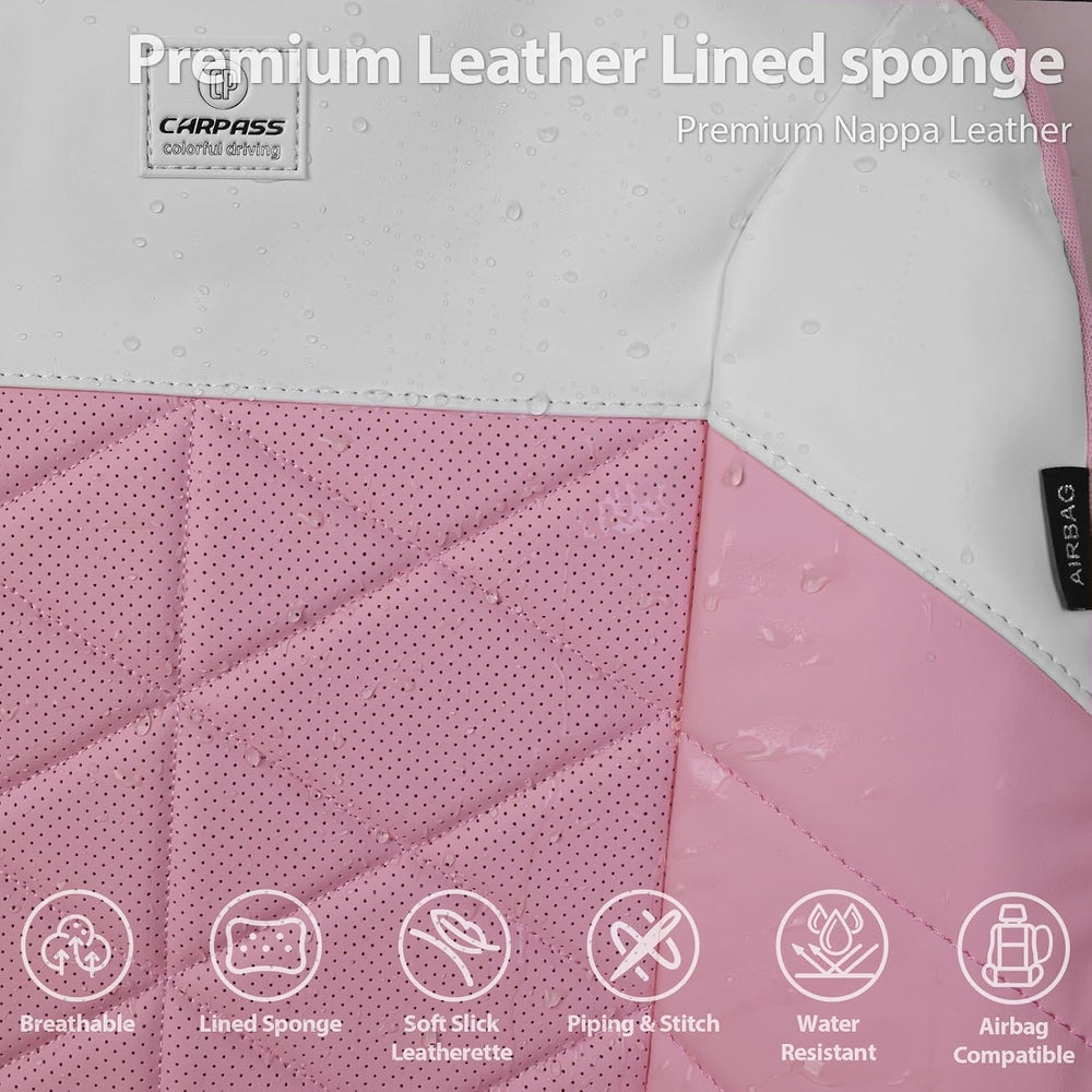 CAR PASS Memory Foam Leather Front Seat Covers, Waterproof Nappa Leather Seat...