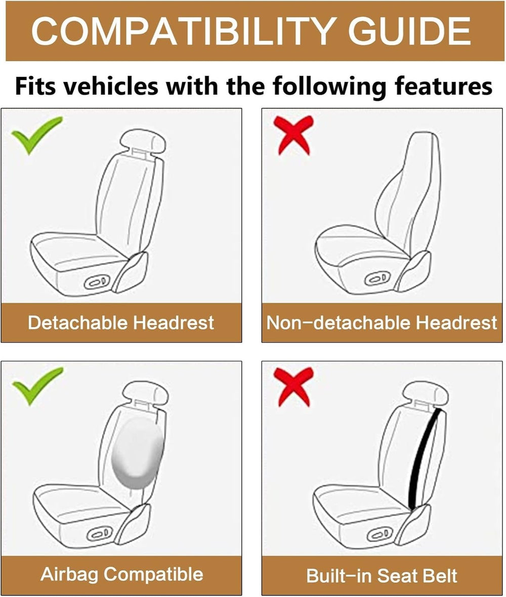 HAIYAOTIMES Leather Car Seat Covers Front Pair, Waterproof Faux Leather Seat ...
