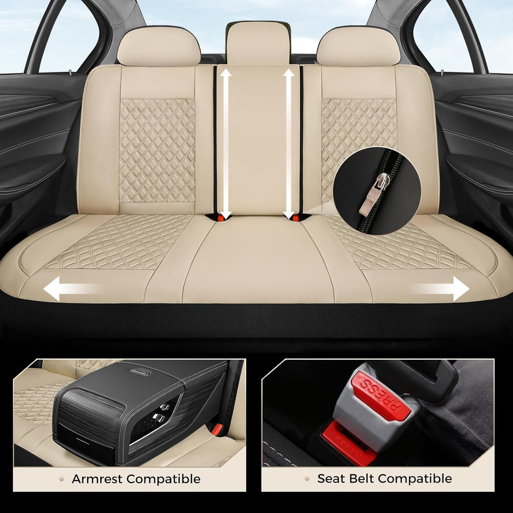 Coverado Car Seat Covers Full Set, Beige Car Seat Covers, Luxury Leather Car ...