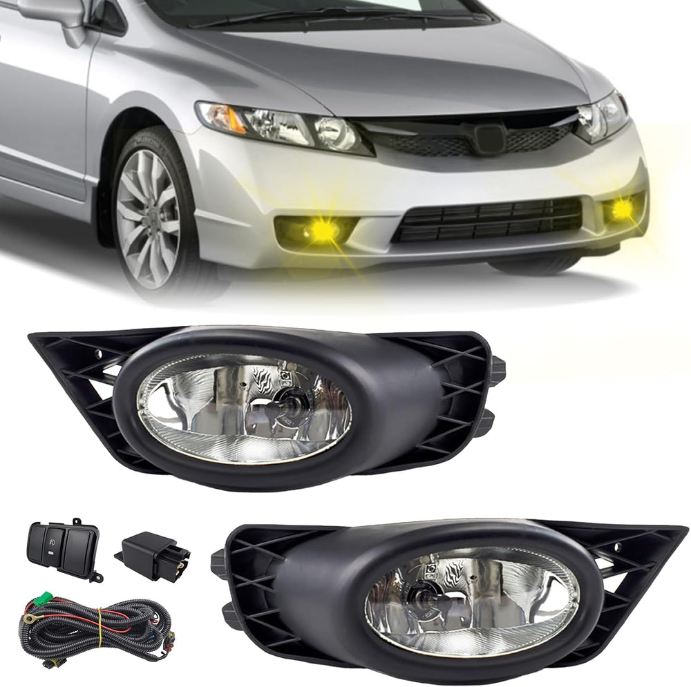 Bona Fog Lights Compatible with 2009 2010 2011 Honda Civic 4 Door Sedan with ...