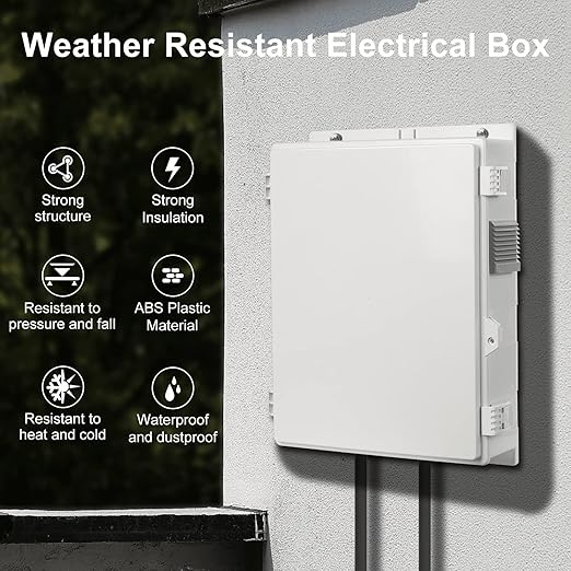 Outdoor Electrical Junction Box, ABS Water Resistant Enclosure