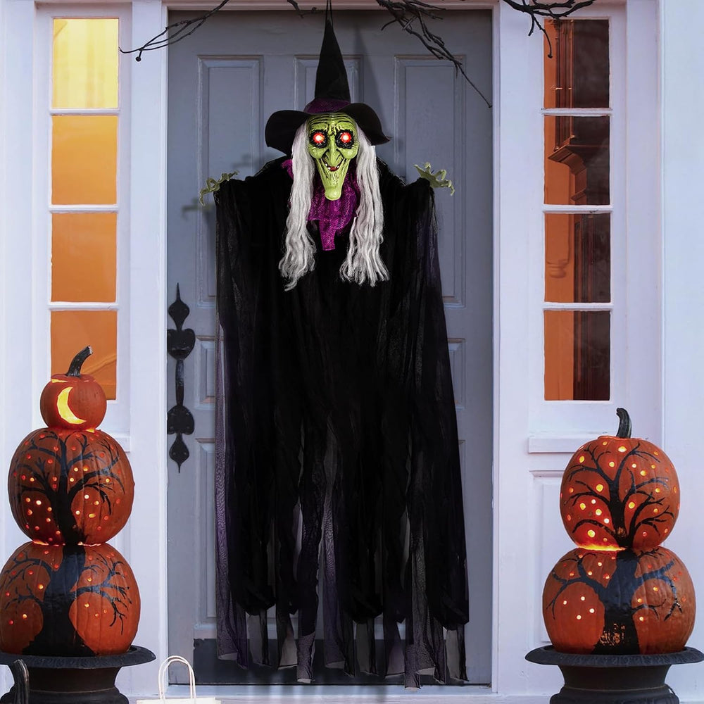 59โ Halloween Hanging Animated Witch Decoration with Sound Activated