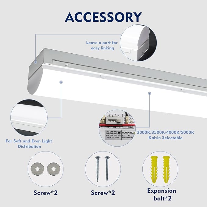 4PK 8FT LED Shop Light,Led Garage Ceiling Lights, LED Workbench Light,LED
