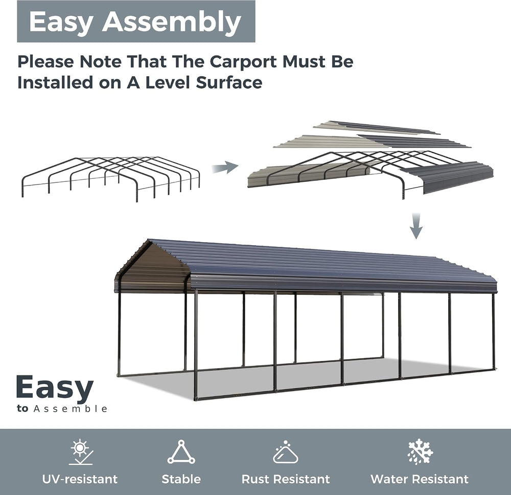 GREEN PARTY 12x25 ft Metal Carport Heavy Duty Frame Canopy Garage Shelter
