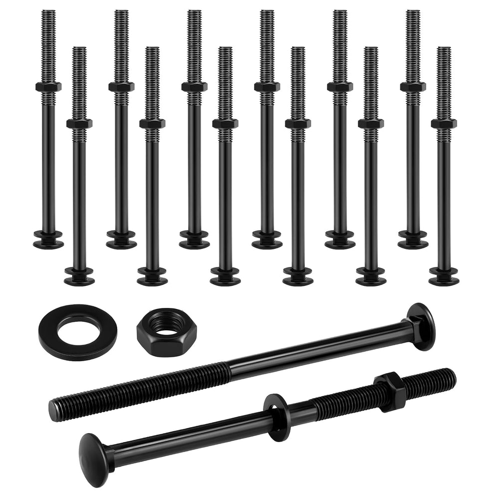 Zonon 12 Sets 1/2 x 8 Inch Black Carriage Bolt Kit Galvanized Carriage Bolt S...