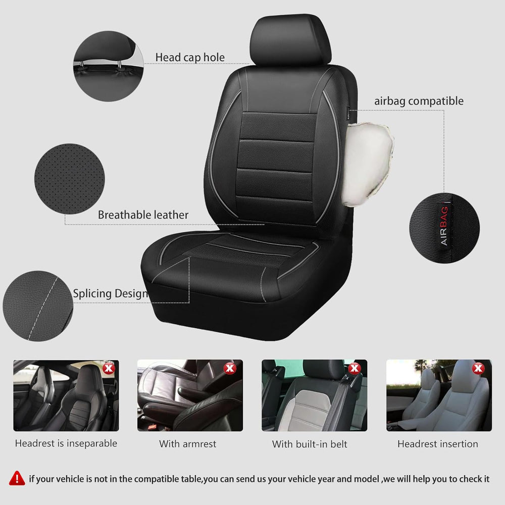 CAR PASS Universal Reflect Piping Leather Car Seat Cover, Fit for suvs,Van,Tr...
