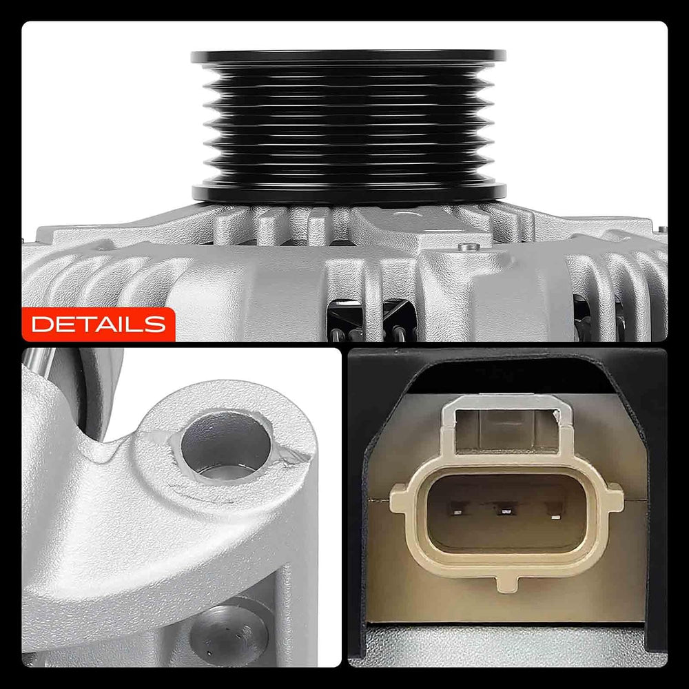 A-Premium Alternator, 12V 150A 6-Groove Pulley CW, Compatible with Ford