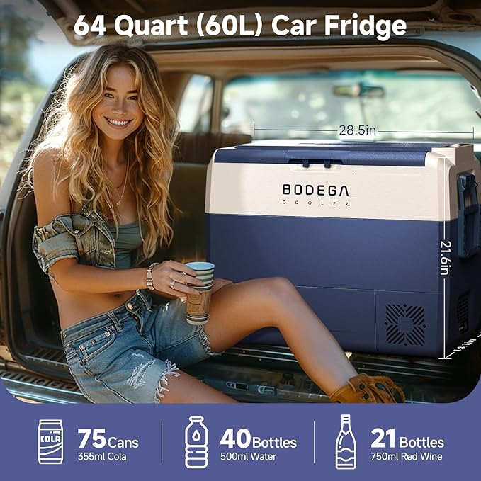 BODEGACOOLER 12 Volt Car Refrigerator, 64 Quart Portable Car Freezer Fridge