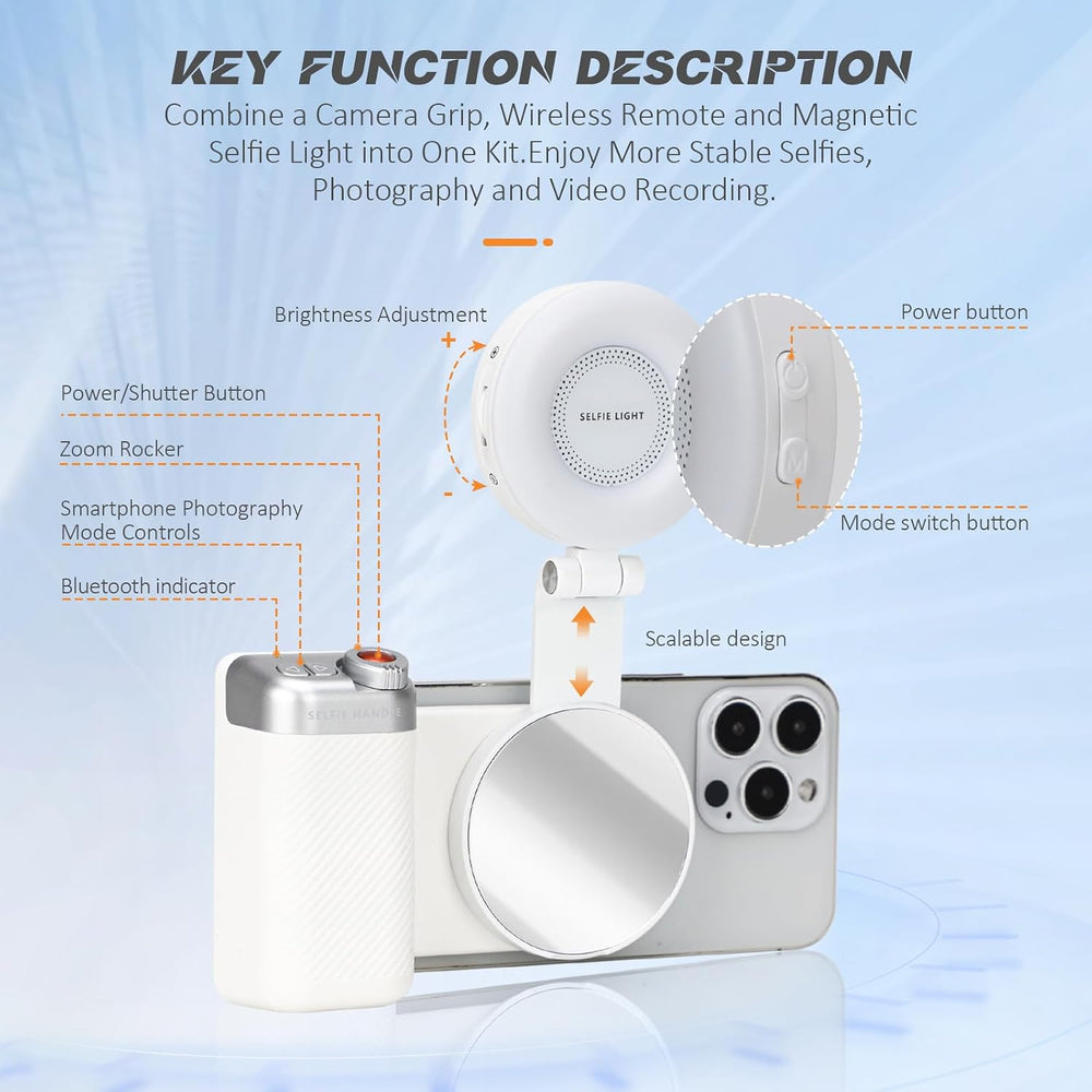 Magnetic Phone Camera Grip + LED Selfie Light Kit 800mAh 2500-9000K