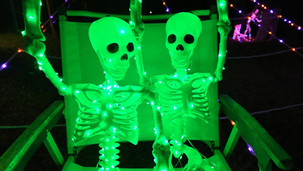 2Pack36 Halloween Light up Skeleton Deco(350 Green Lights,6H autoโOff)