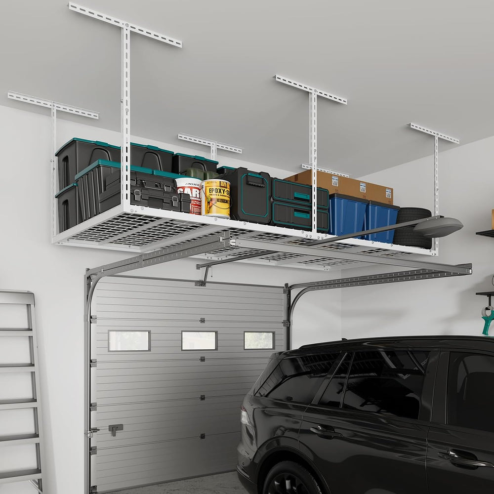 4X8FT Overhead Garage Storage Rack, 26"-40" Height Adjustable Garag...