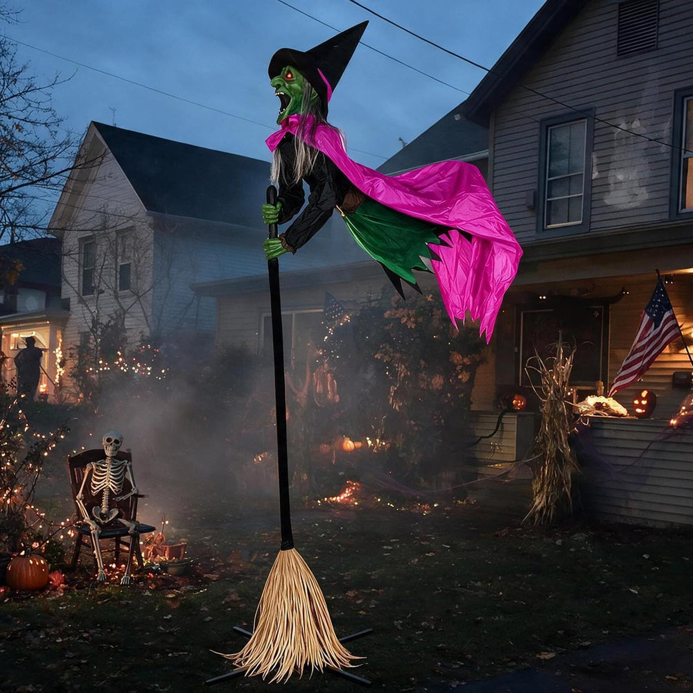 Halloween Decorations Outdoor โ 10.5FT Animated Hovering Witch Animatronics w...