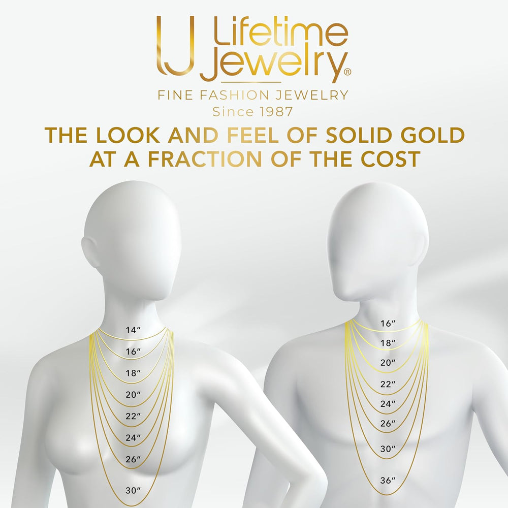 LIFETIME JEWELRY 7mm Gold Rope Chain for Men Women - Diamond Cut 24k Real Gol...