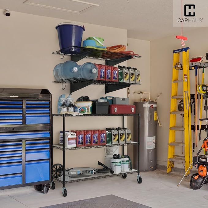 CAPHAUS 2-Pack Garage Shelving Wall Mounted 36x18 Inch, Heavy Duty Metal Wall