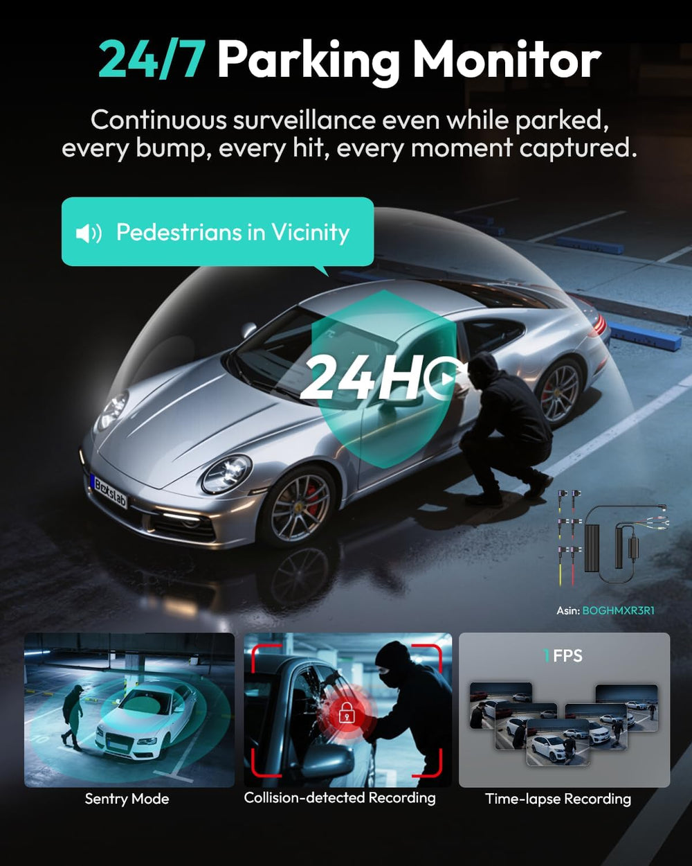 BOTSLAB 4 Channel 360ยฐ Dash Cam, 128GB Card, Voice Control, App Control