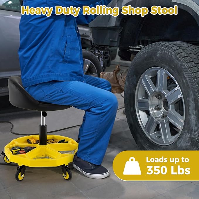 Mechanic Stool, 350 LBS Capacity Rolling Shop Stool