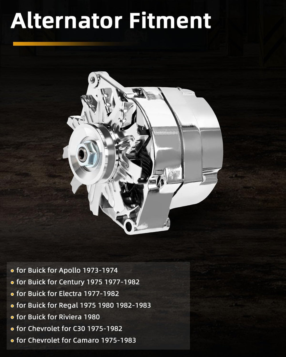Automotive Alternator Chrome for 110Amp 1 Wire Self Exciting Street Rod GM 30...