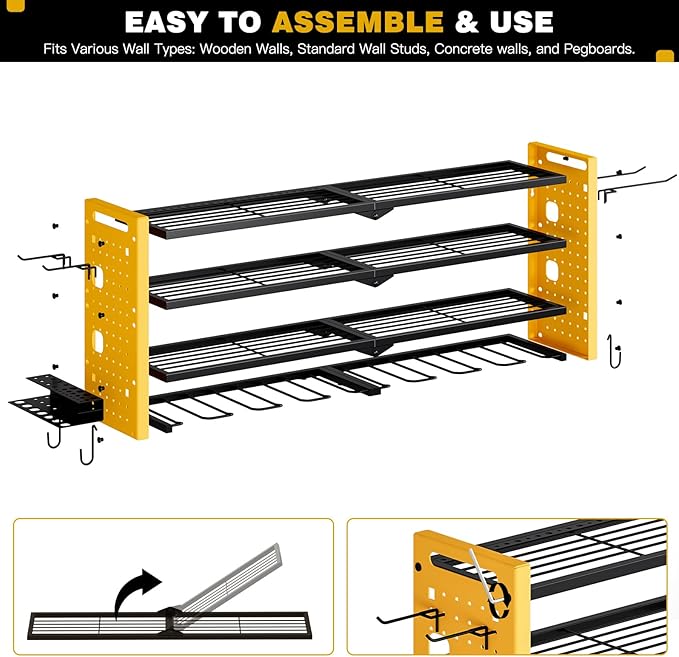 Power Tool Organizer Wall Mount, Cordless Drill Organizer, 4 Layers Large