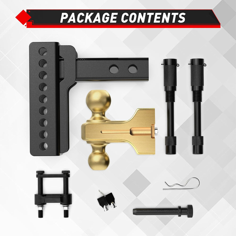 TYT Adjustable Trailer Hitch Ball Mount for 2-Inch Receiver, 14,000 lbs GTW