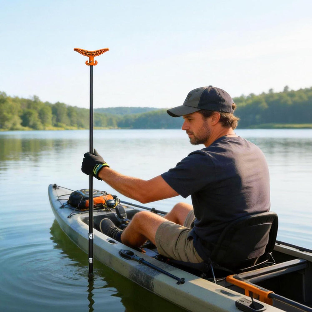 8.63'/12.3' Shallow Water Anchor Pole with T-Handle, Solid Fiberglass...