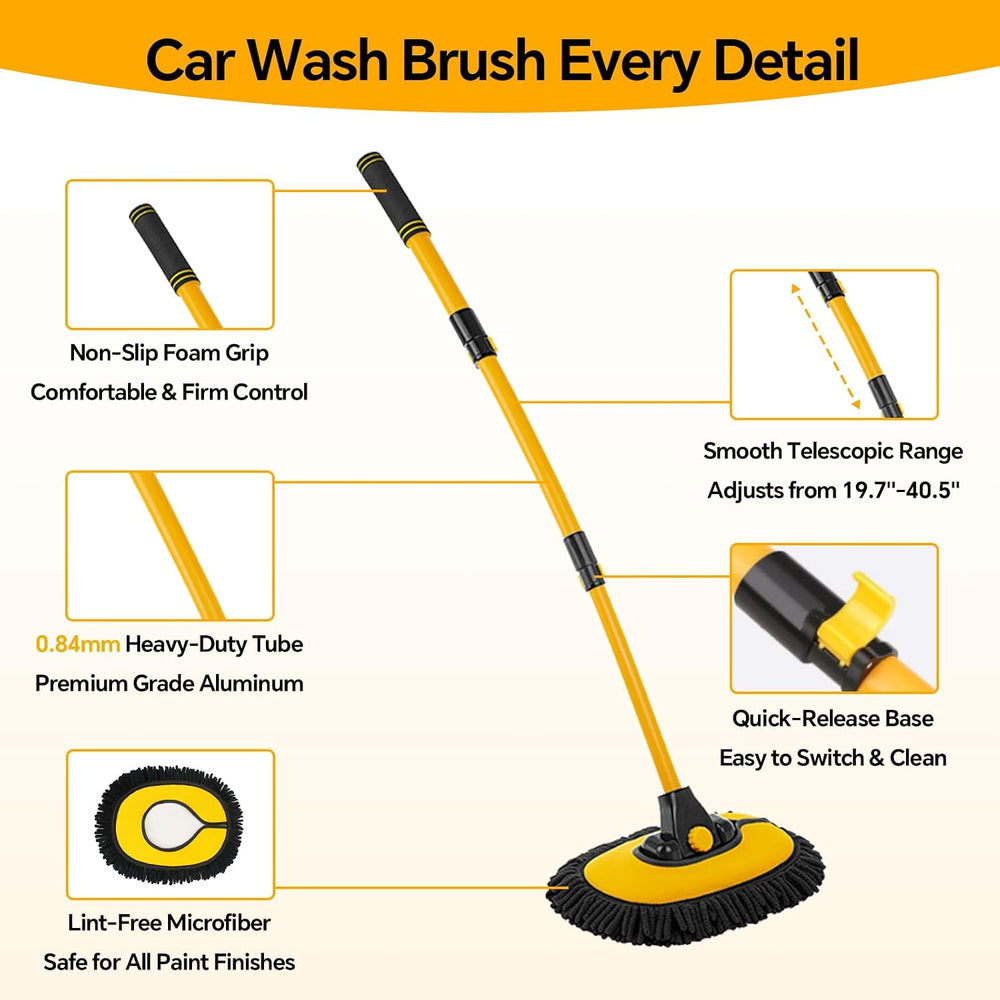 7-in-1 Car Wash Kit with 20L Collapsible Bucket & Brush โ Car Wash Mop wi...