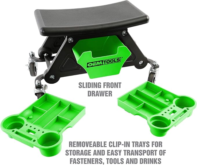 OEMTOOLS 24986 Heavy-Duty Rolling Workbench and Creeper Seat, Mechanics Stool