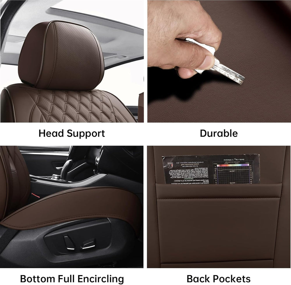 Brown Car Seat Covers Front Seats,Leather Seat Covers for Cars