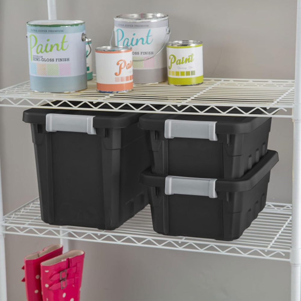 Sterilite Stacker Tote with Latching Lids for Garage, 4 Gallon, 6-Pack