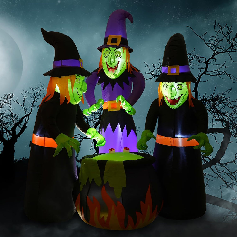 Double Couple 6FT Halloween Inflatables Outdoor Decorations,Three Witch Aroun...