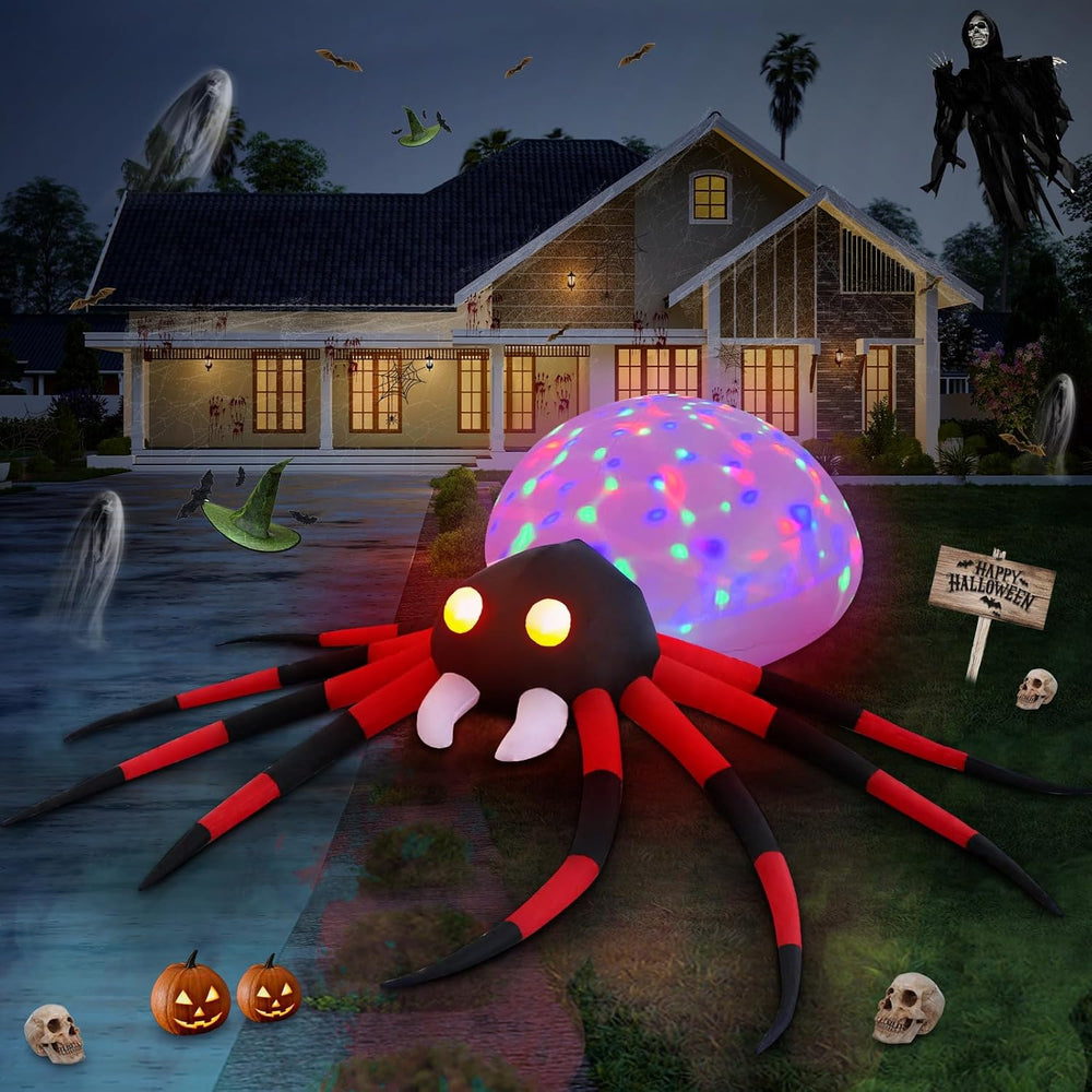 8.5 FT Spider Halloween Outdoor Inflatable Decoration with LED Lights, Holida...
